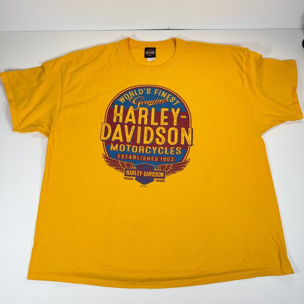 Harley-Davidson T Shirt Mens 3XL Yellow Longhorn Dallas TX Graphic Cotton Tee